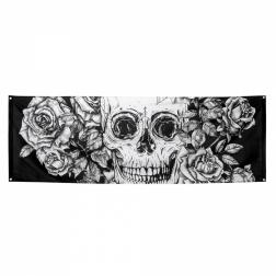 Bannière polyester tête de mort (74 x 220 cm)