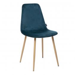 Chaise "Roka" bleu canard en velours