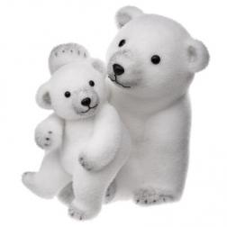 Décoration a poser Maman et bébé ours blanc