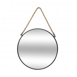 Miroir "Corde" noir, métal D38 cm