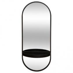 Miroir étagère "Alex" noir, métal 75x30 cm