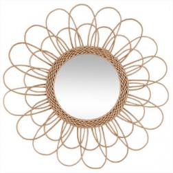 Miroir "Fleur", rotin D56 cm