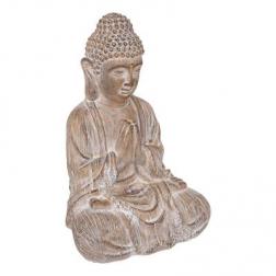 Statue décorative Bouddha en magnésie effet Bois H 45 cm Beige Atmosphera